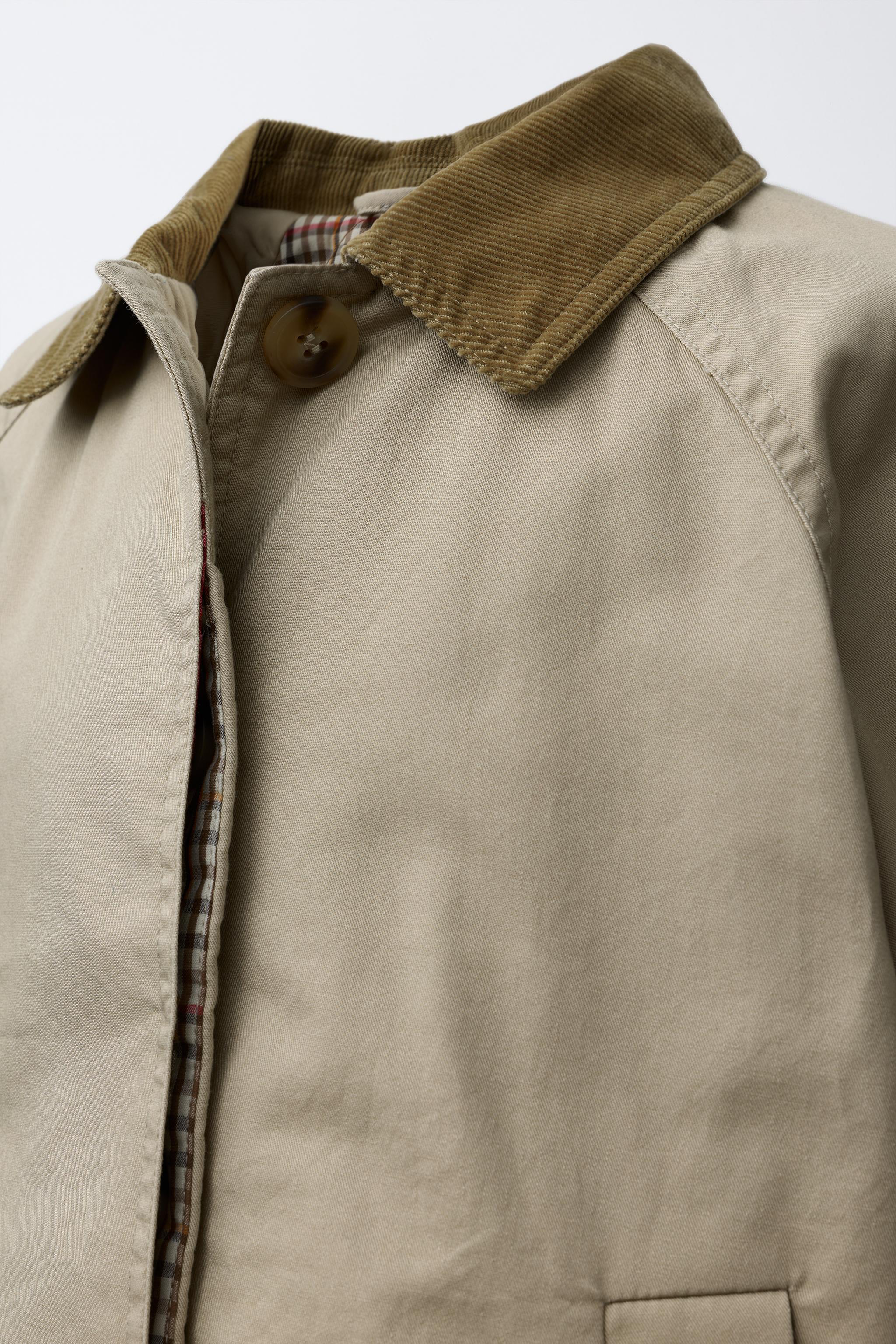 CORDUROY COLLAR TRENCH COAT